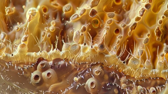 A section of magnified to reveal the spiny hooklike structures of Sarcoptes scabiei the responsible for scabies. The s are seen burrowing