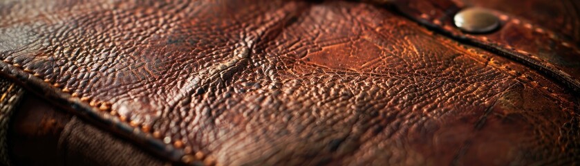 An extreme close-up of the texture of a leather briefcase representing professionalism and traditional business values