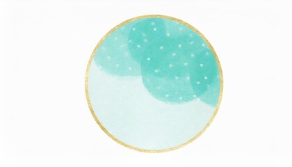 爽やかで美しい翡翠色と金色の背景素材、水彩風のイラスト