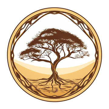 A logo of an argan tree with a beautiful frame