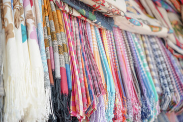 Silk of buriram , woven fabric a crafting profession is famous In Khao Phanom Rung community market