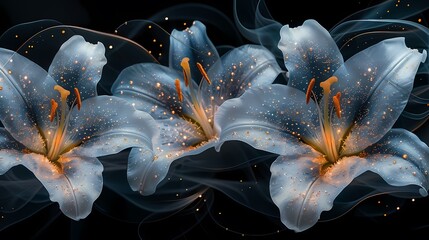 Digital technology fantasy lily flower plant abstract graphic poster web page PPT background - obrazy, fototapety, plakaty