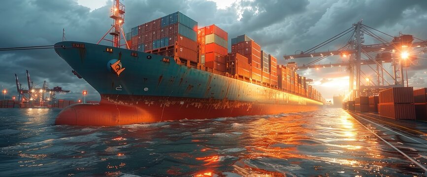 Anchor Cargo Container Ship International, Background Banner HD