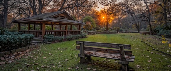 Atmosphere During Sunset Public Park, Background Banner HD