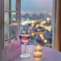 glass of wine on the table - obrazy, fototapety, plakaty