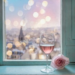 two glasses of red wine on the table - obrazy, fototapety, plakaty