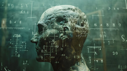 "Stone head solving mathematical problems."