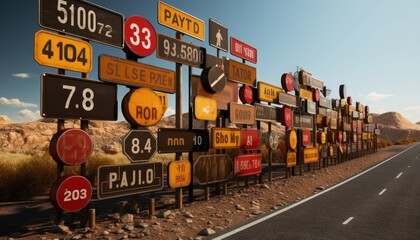 A series of road and traffic signs - obrazy, fototapety, plakaty