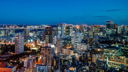 Panoramic view of Tokyo central area city view at magic hour.