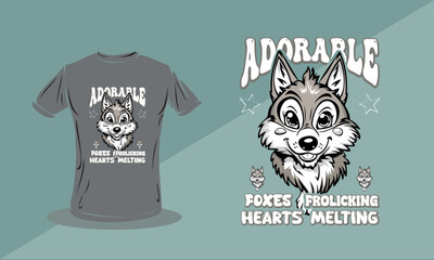 Cute Fox t-shirt design. Creative, typography, Illustration, vector t shirt design template, Fox t-shirt design
