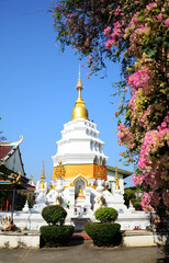 Ancient chedi pagoda or antique old stupa for thai people travelers travel visit and respect...