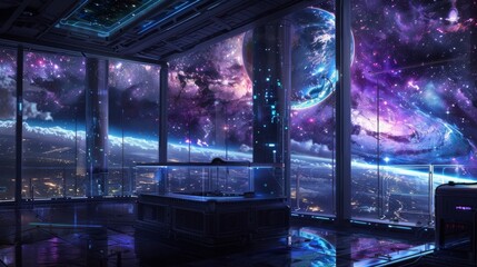 The laboratorys glass walls provide a stunning view of the cosmos as scientists work tirelessly to unlock the secrets of beauty in . .