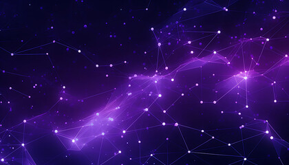 A vibrant digital mesh with nodes and connections in purple hues, evoking a sense of advanced technology and data networks. Generative AI