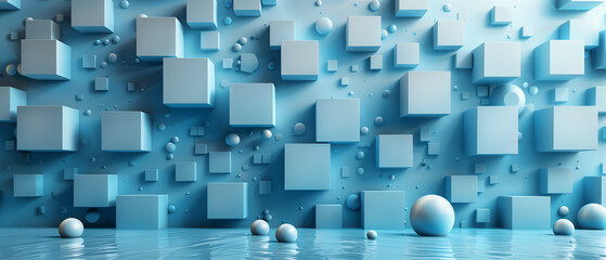 Blue cube wall with drops, pattern