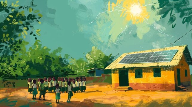 A school with no access to electricity is now powered by solar panels allowing students to continue their education despite the aftermath . .