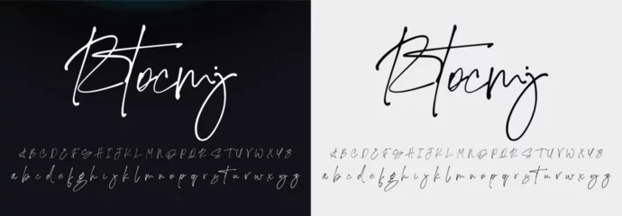 Fotobehang signature Font Calligraphy Logotype Script Brush Font Type Font lettering handwritten © kuku