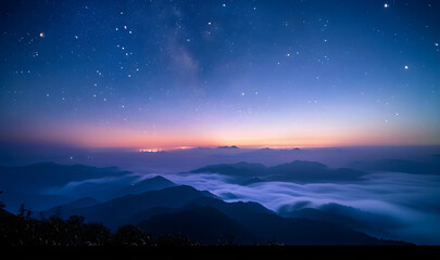 Fototapeta premium natural scenery with a beautiful night sky