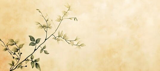 soft pastel color beige background, retro floral design