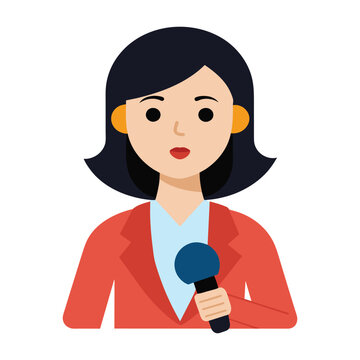 recommend clip art: clipart features a professional woman reporter holding a microphone