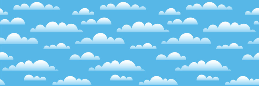 Drawing clouds, seamless pattern, natural background, vector design	
