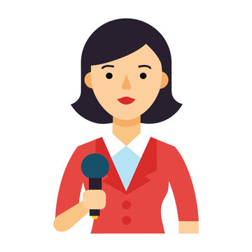 recommend clip art: clipart features a professional woman reporter holding a microphone