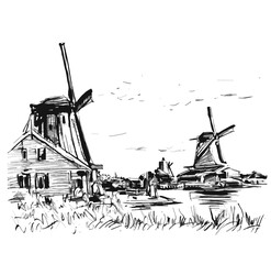 Drawing of Windmill in Holland Michigan