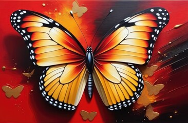 Butterfly paint, canvas, acrylic, brushstrokes,3d, mixed style. Picture.