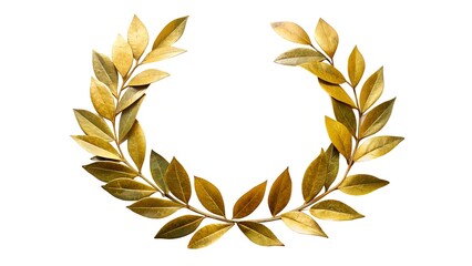 golden leaf laurel wreath isolated on white