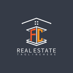 FC Real Estate Letter Monogram Vector Logo. Home Or Building Shape All Logo.