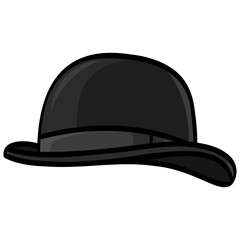 Bowler Hat Cap Vector Drawing Illustration