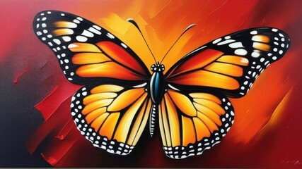 Butterfly paint, canvas, acrylic, brushstrokes,3d, mixed style. Picture.