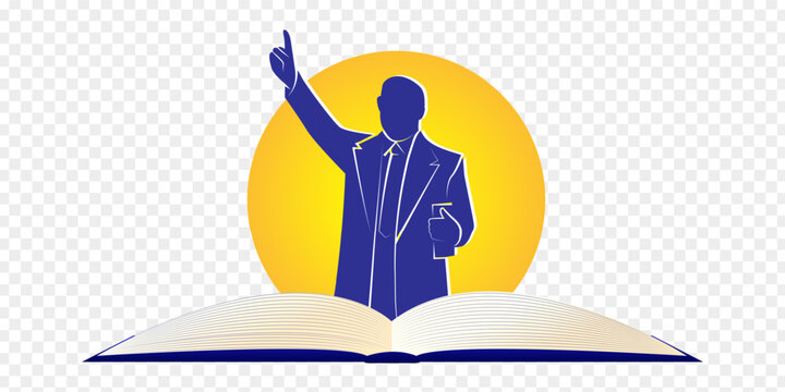 Vector illustration of BR Ambedkar silhouette with an open book on transparent background