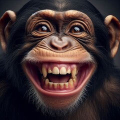 Funny chimpanzee smiling