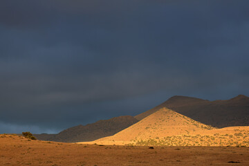 Scenic mountain landscape at sunrise, Mountain Zebra National Park, South Africa.