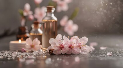 Creams, lotions, products, equipment for skin care female beauty nature background
