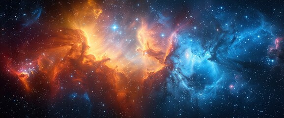 Naklejka premium Starry Sky Night Fantastic View, Background Banner HD