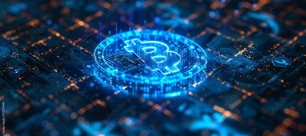 Aufkleber bitcoin. crypto currency. generative ai technology.