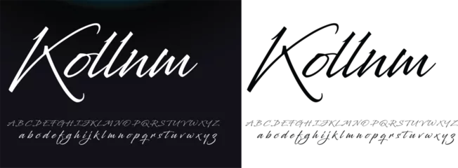Fotobehang signature Font Calligraphy Logotype Script Brush Font Type Font lettering handwritten © hamzer