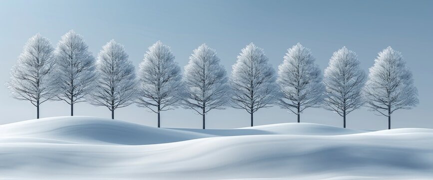 Trees Without Leaves Snow Front View, Background Banner HD