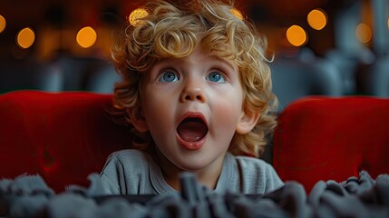 A child's excitement during a puppet show - obrazy, fototapety, plakaty