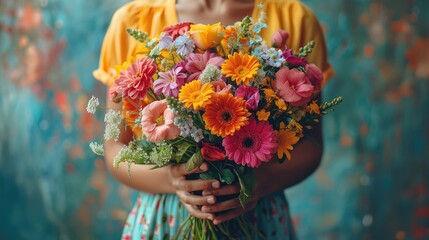 A person arranging a beautiful bouquet of fresh flowers in a vase