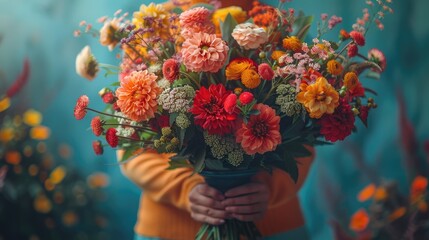 A person arranging a beautiful bouquet of fresh flowers in a vase
