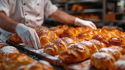 A person baking a batch of homemade bread and pastries