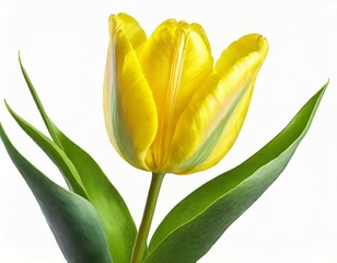 Naklejka premium Bright yellow tulip isolated against white background
