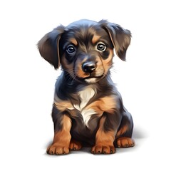 Cute watercolor Dachshund dog breed illustration
