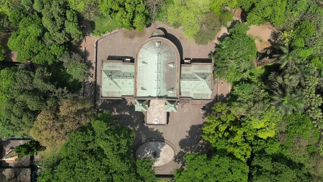 Town Hall museum closeup to wide drone view in kolhapur in Maharashtra