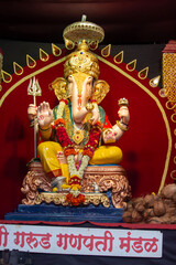 Fototapeta premium Ganapati idols in Ganesh Chaturthi Pune, Maharashtra, India