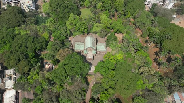 Town Hall museum wide to closeup bird eye view in kolhapur in Maharashtra
