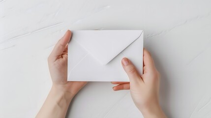 Fototapeta premium silent invitation: the subtle anticipation of a held envelope
