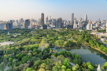 Awesome aerial view of Lumphini Park and Bangkok city, Thailand - 772727537